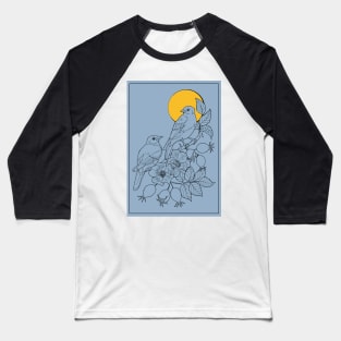 Birds on a branch of rosehip Baseball T-Shirt